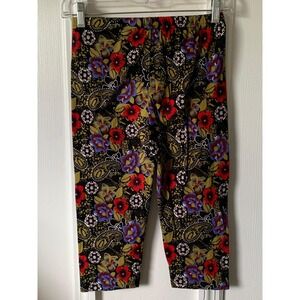 One Size Floral Paisley Print Capri Leggings Womens Pants Colorful New with Tags